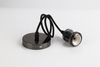 Fabric 2 Core Round Vintage E27 Metal Lamp Pendant Imitative Gold