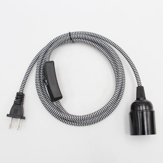 Black E27 Pendant Light Kits Grey Wire